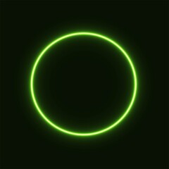green abstract neon circle glowing in the dark. design element for poster, banner, advertisement, print. Vector graphics. neon illustration. glowing circle.
