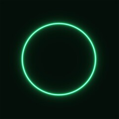 green abstract neon circle glowing in the dark. design element for poster, banner, advertisement, print. Vector graphics. neon illustration. glowing circle.
