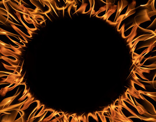 Abstract round circle of blaze fire flame texture for banner background.Texture of fire flames  on...