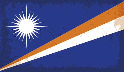 Naklejka premium Marshall Islands flag with the effect of crumpled paper and grunge