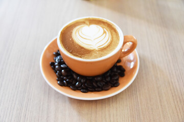 Coffee latte served on the table. photo concept for commercial use 