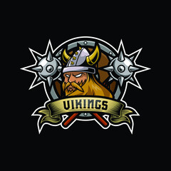 Vikings mascot logo design illustration