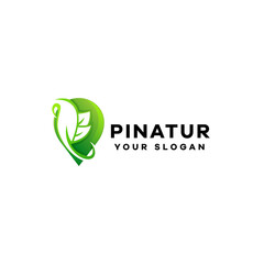 Pin leaf gradient logo