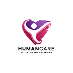 Human care gradient colorful logo template