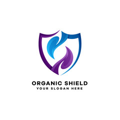 Organic shield gradient logo design