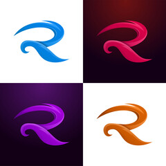 Letter R colorful vector set