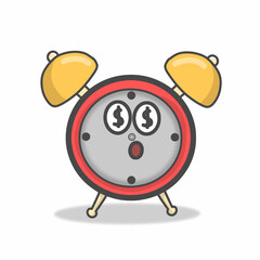 Cute clock character vector template design illustration