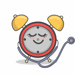 Cute clock character vector template design illustration