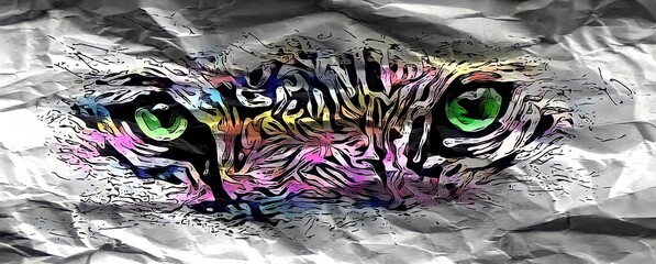 animal eyes tiger abstract graffiti - obrazy, fototapety, plakaty