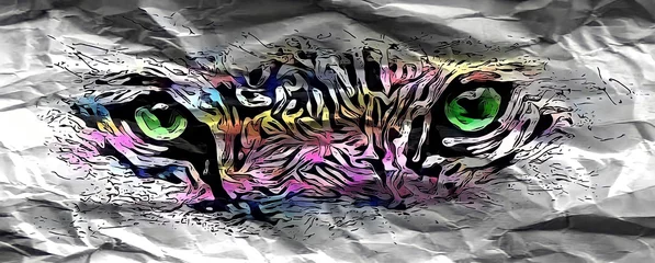 Zelfklevend Fotobehang animal eyes tiger abstract graffiti © SANAA