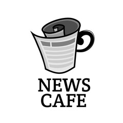 newspaper cup mug drink logo concept design illustration