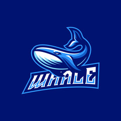 Whale mascot logo design illustration