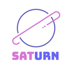 Purple Retro Saturn planet simple logo concept design illustration