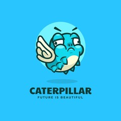 Vector Logo Illustration Caterpillar Simple Mascot Style.