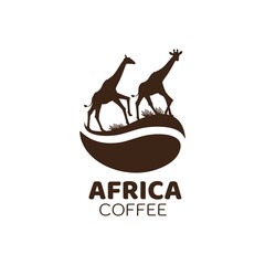 africa coffee bean giraffe animal brown beverage logo design vector illustration