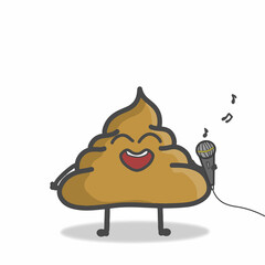 cute poop character flat cartoon vector design template illustration