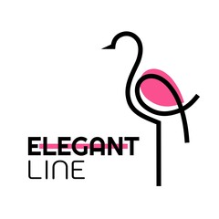 Elegant Line pink Flamingo bird modern logo concept design illustration