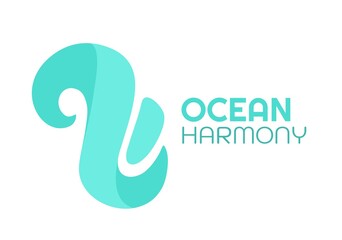 Obraz premium Ocean Harmony Blue wave sea water logo concept design illustration