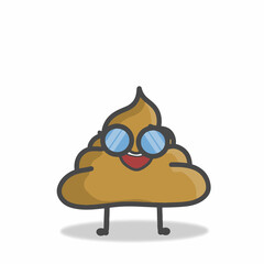 cute poop character flat cartoon vector design template illustration