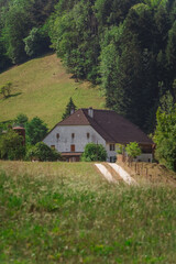 Fototapeta na wymiar Ferme traditionnelle, Occourt, canton du Jura, Suisse