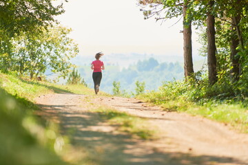 woman enjoying in a healthy lifestyle while jogging
