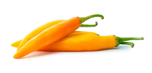 fresh yellow chilli isolated on white background