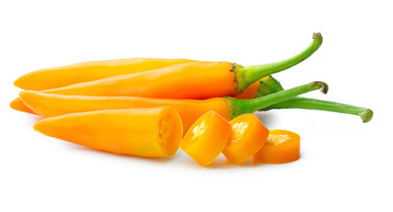 fresh yellow chilli isolated on white background