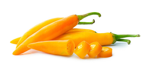 fresh yellow chilli isolated on white background