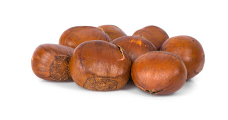 Obraz premium Chestnuts an isolated on white background.
