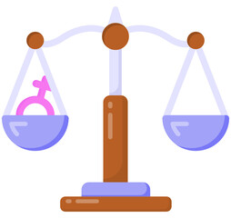 
Gender sign in a balance scale, flat icon of gender equality 

