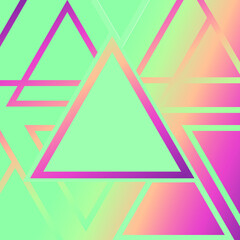 Graphic Triangular Neon Bright Background Template Mint Coral