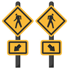 
Pedestrian direction boards flat editable vector 

