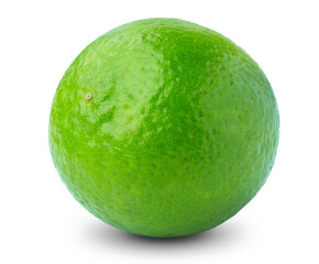 lime or green lemon isolated on white background