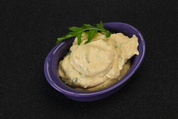 Hummus snack with olive oil