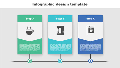 Set Coffee cup, machine and Street signboard coffee. Business infographic template. Vector