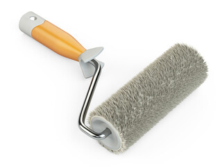 New roller brush with plastic handle.