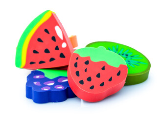 clipping part eraser fruit isolated on white background