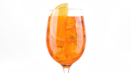 Aperol Spritz Cocktail with ice isolated on white background. glass of Summer orange cocktail