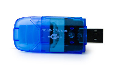 clipping path usb card reader isolated on white backgroun