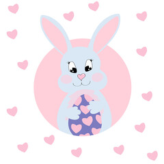 Cute easter bunny with easter egg