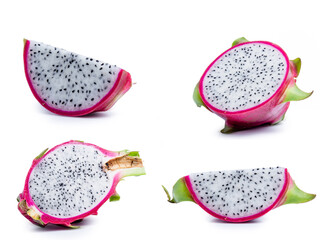 collection mix set dragon fruit isolated on white background