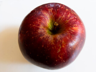 top view of red apple isolated on white background