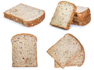collection mix set bread isolated on white background