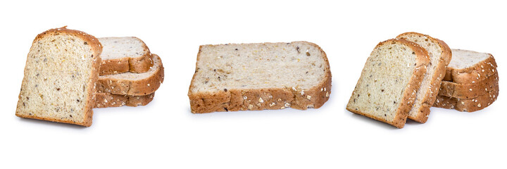 collection mix set bread isolated on white background