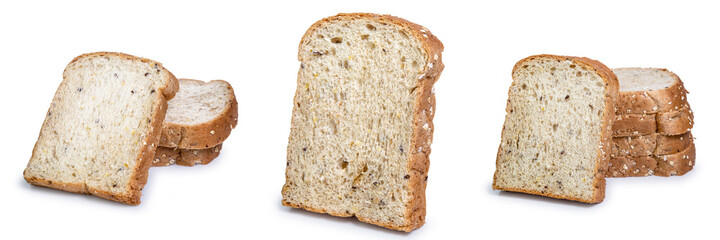 collection mix set bread isolated on white background