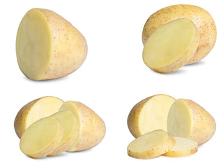 collection mix set potato isolated on white background