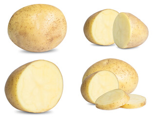 collection mix set potato isolated on white background