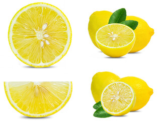 collection mix set red lemon isolated on white background