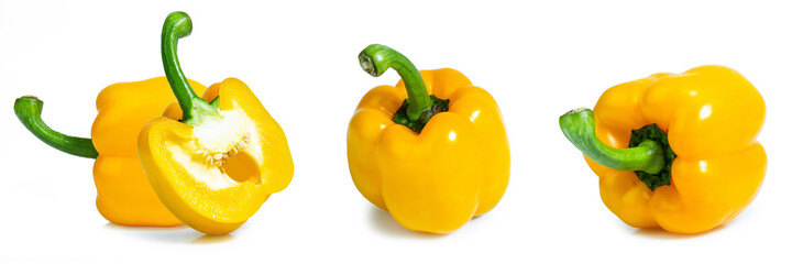 collection mix set sweet pepper isolated on white background