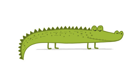 Funny Crocodile Character. Childish Style. Sketch for your design